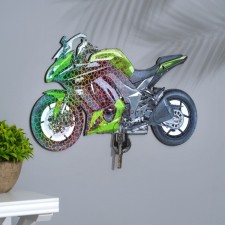 Key on the wall green motorcycle, 40x22.5x0.5 cm