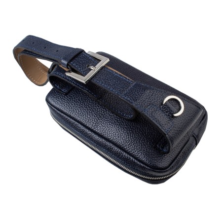 Waist bag, 2 parts on a zipper, adjustable belt, blue color-1