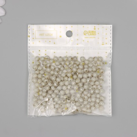 Beads for creativity plastic "Sig-zag" beige-silver set 20 grams 0.6x0.6x0.6 cm-2