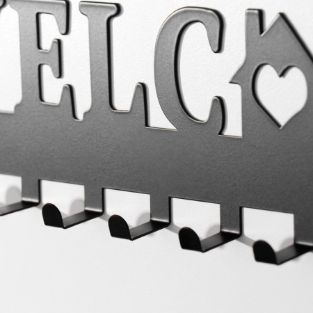 Decorative metal hooks "Welcome. House" black 1.9x32.9x8.2 cm-2