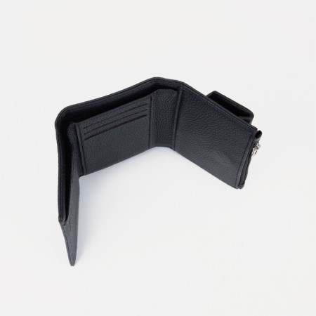 Women's wallet on the button, black color-3