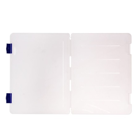 A4 document folder, with blue latches, 230 x 305 x 23 mm, transparent case-3