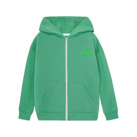 Sweatshirt with a hood for a boy, height 134 cm, green color-1