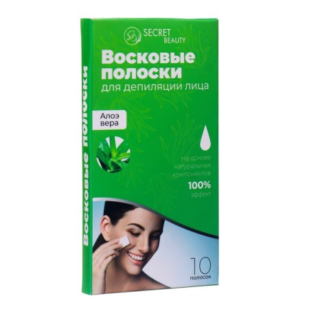 Secret Beauty wax strips for facial depilation, with aloe vera, 10 pcs