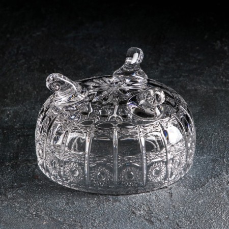 Crystal salad bowl on the leg, d = 12.5 cm-1