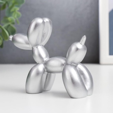 Souvenir Polystone "Air Ball - Dog" silver 8x10x4 cm-1