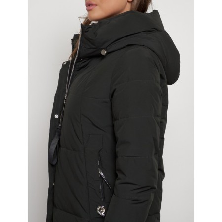 Coat insulated winter female, size 54, dark green color-17