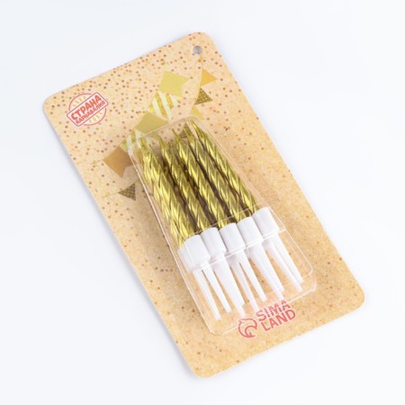 Candles in the cake "Spiral", 10 pcs, medium, 5 cm, gold metallic-8