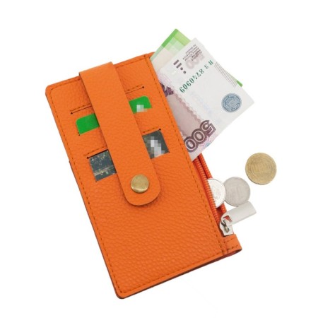 Cartholder, genuine leather, orange 15x9x1 cm