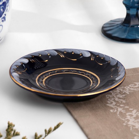 Karakum saucer, D-13CM, cobalt glaze