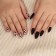 Leo patching nails, 12 pcs, with glue plates, almond shape, black, beige