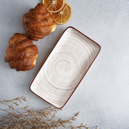 Ceramic rectangular "Temptation", 20 × 11 × 2 cm, beige color-5