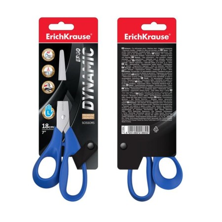 Scissors for left -handed, 18 cm, Erichkrause Dynamic, increased thickness of blades, mix-4