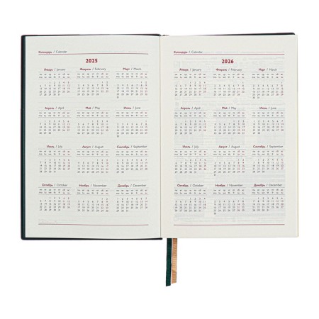 Dated 2025 diary, A5, 176 sheets of Escalada, solid cover of artificial leather, 3D design, embossing foil, lies, cream block 70 g/m2, green-7