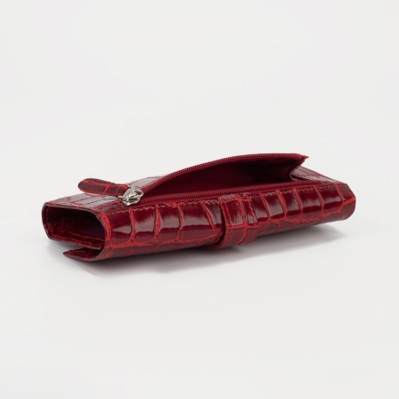 Women's wallet on the button, red color-3