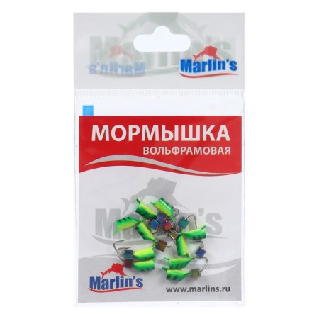 Mormyshka tungsten Marlin’s nails, 3 mm, 0.95 g, green, yellow + gasoline, 10 pcs-1