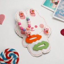 The kit of children's “chosen” 5 items: 2 hairpins, clips, bracelet, ring, bunny, color