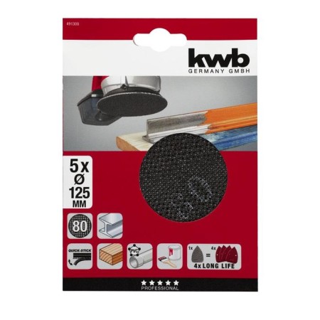 Ground grinder KWB for eccentric grinder, d = 125 mm, K80, silicon carbide, 5 pcs 706273-1