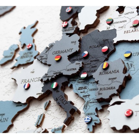 Geometes for the world map Eco Wood Art, flags of countries, pins-1