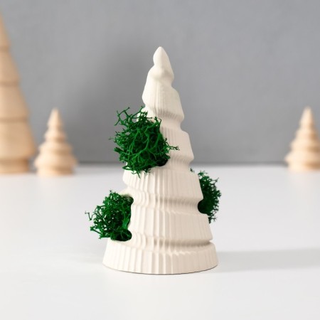 Souvenir "New Year tree" with moss white, height 10 cm, d-5 cm (moss green stabil)-2