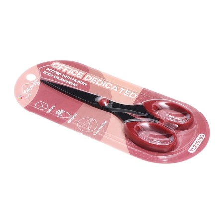 Chancellery scissors 15.8 cm office, black blade, plastic handles, blister, mix-6