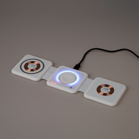 Wireless charging 3 in 1 h39, 15 W, backlight, support magsafe, folding, glass, white-10