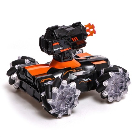 Radio controlled tank Stunt, 4WD all-wheel drive, shoots rockets, black-orange color-3