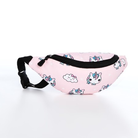 Young backpack from textiles with a zipper, 3 pockets, waist bag, pink color-7