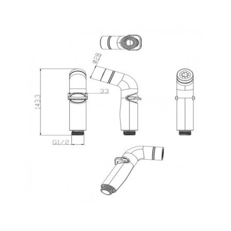 Hygienic shower Lemark LM8077C, with a wall holder and hose, chrome-2