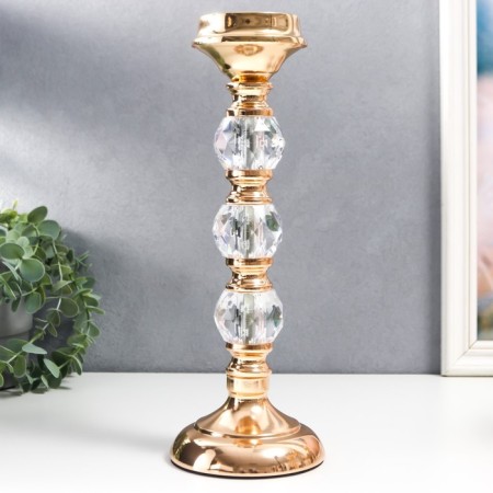 Summary Metal for 1 candle "Classic - three transparent balls" gold 32x11x11 cm-2
