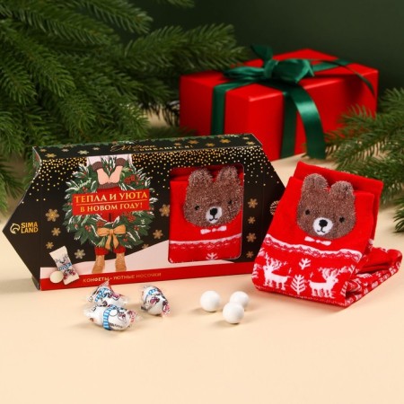 Gift set "Heat and comfort in the New Year": sweets, socks