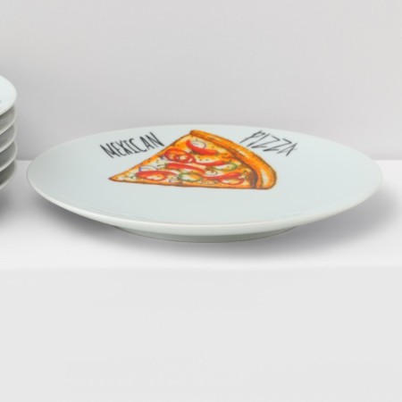 Set of porcelain “pizza”, 7 objects: 1 pc D = 30 cm, 6 pcs d = 20 cm, drawing mix-5