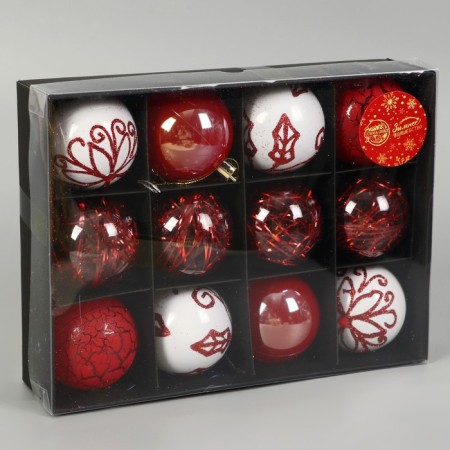 Set of balls plastic D-6 cm, 12 pcs "Melody of the elites" Assorted, white red-1