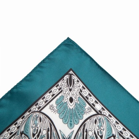 Textile scarf, turquoise color, size 58x58-2