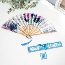 Fan bamboo, textile h = 21 cm bend, with a brush 