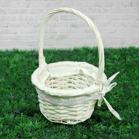 Wicker basket "twisted", 18 × 10/26 cm, willow, fabric-1