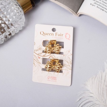 Hair crab "Liberty" (set 2 pcs) bow, 2 cm, gold-1