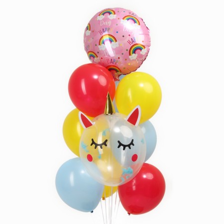 A set of balls "Rainbow Unicorn", latex, foil, 10 pcs.-1
