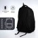 Youth backpack from textiles, 2 parts with lightning, 4 pockets, black color