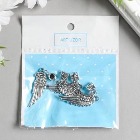 Bale with a suspension metal for creativity "Wing" silver 4.3 cm-2