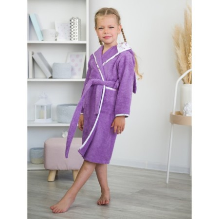 Terry robe of children's "ears", size 32, color Lilac