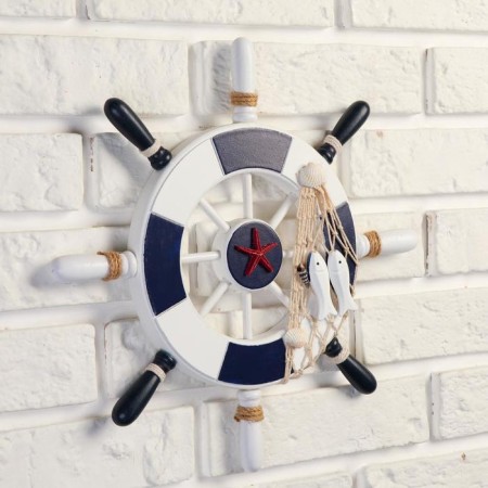 Interior decor "helm" on the wall, white-blue, 33 x 33 x 2 cm-1