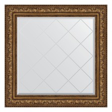 Mirror with engraving in the baguette frame, vignette aged bronze 109 mm, 90x90 cm