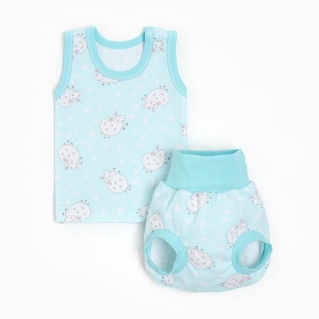 A set for a boy (T-shirt/panties per diaper), blue/sheep color, height 68-74 cm
