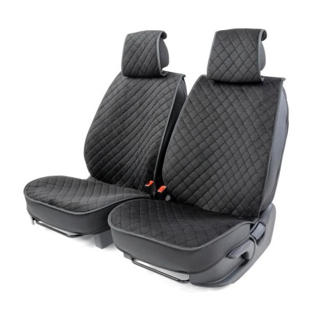 Frame caps for the front seats Car Performance, 2 pcs, alcantara, rhombus, cheese