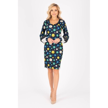 Female dress, size 42, blue, green color-5