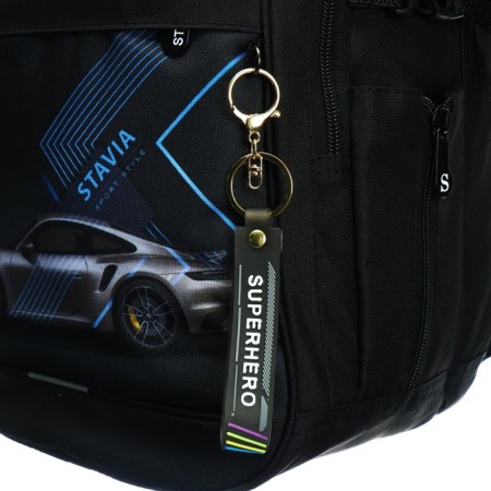 Youth backpack, 40 x 28 x 18 cm, ergonomic back, Stavia "machine", black-8