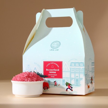 Bath Salt "Magic Winter", 500 g, aroma of raspberry punch, New Year-1