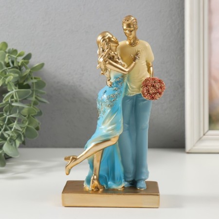Souvenir Polystone "Tender Meeting" of the White and Blue 6x8x19.5 cm