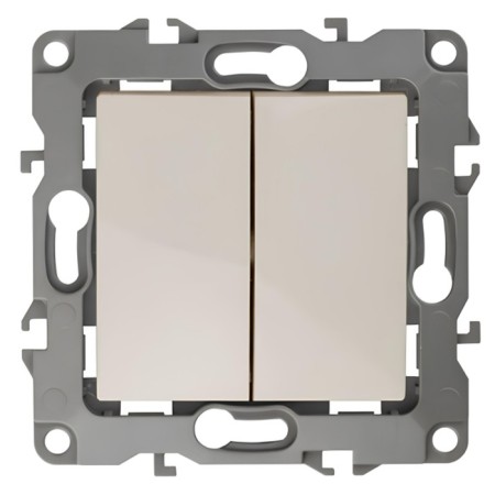 Double switch, 10AX 250V, IP20, without M. Lamps, era12, ivory